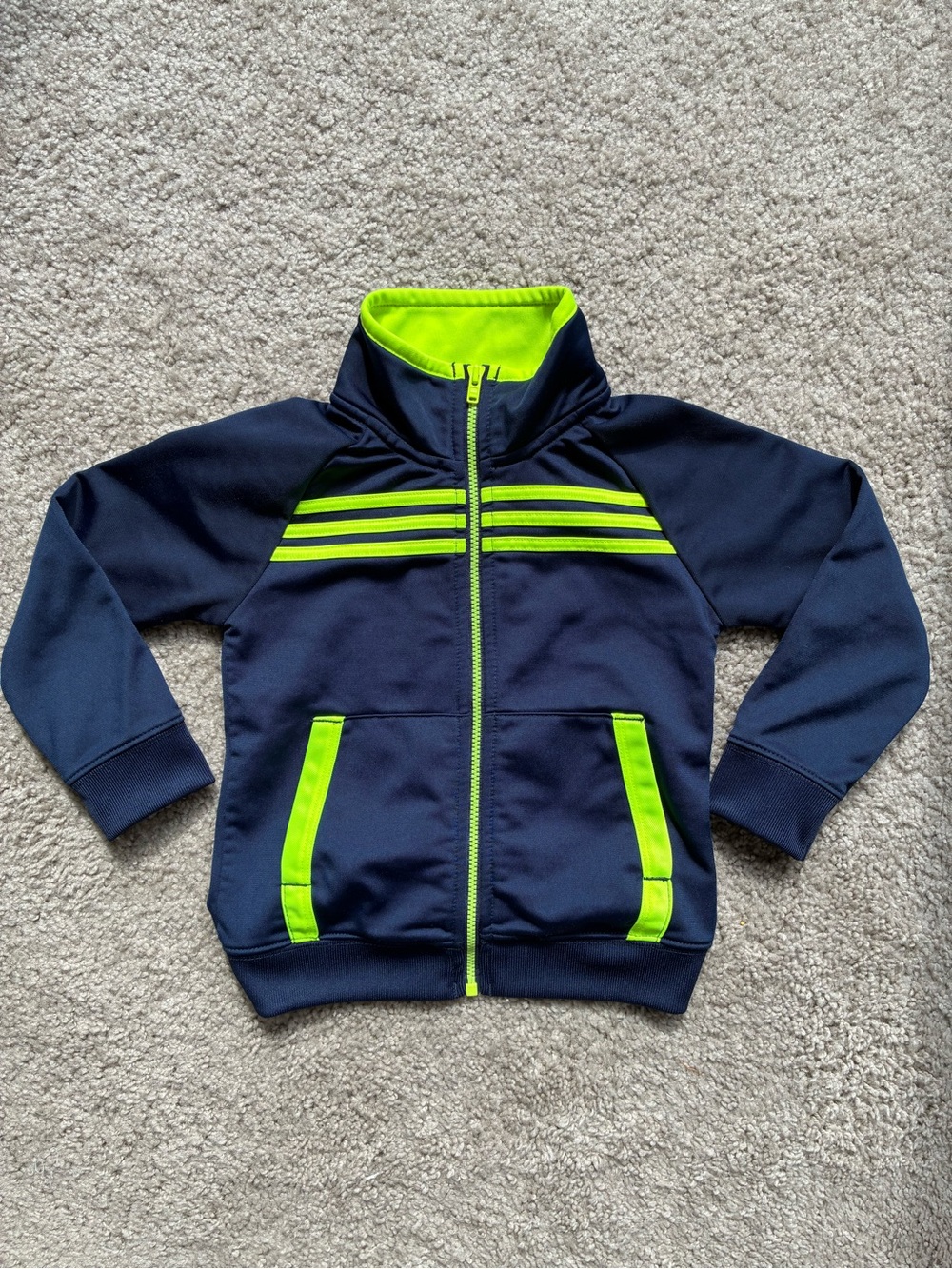 adidas Navy and Neon Green Track Jacket for Kids